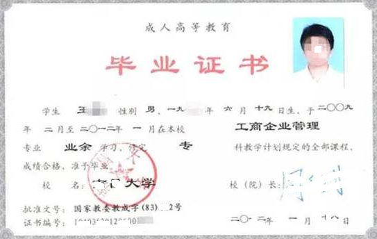 成人高考畢業證長什么樣